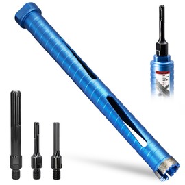 DaduoRi 1 1/4" Dry Core Drill Bit, 5/8"-11 Thread, with 3 Adapters Included: SDS Plus, SDS Max and 1/2" Hex Shank; 9.5" Drill Depth Diamond Core Bits for Concrete, Brick, Block, Stucco and Masonry