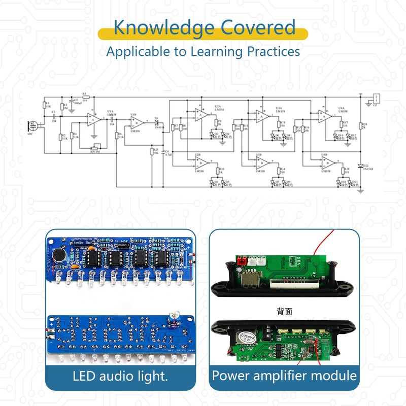 EIELEDIY Compatible Kit: Voice-Activated Level Indicator Dual Channel Speaker for