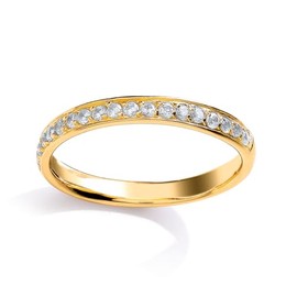 Jewelco London Ladies Yellow Gold-Plated Sterling Silver Cubic Zirconia Pave Channel Style Eternity Ring