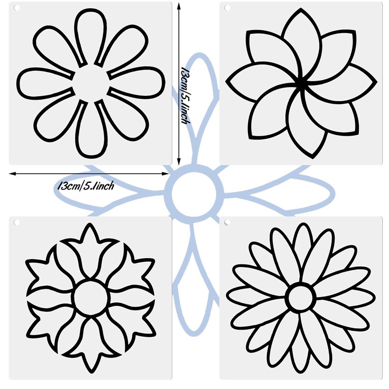 Zonon 9 Pieces Flower Line Quilting Stencil Kit Sewing Flower