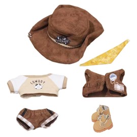niannyyhouse 10cm 20cm Plush Doll Clothes Hat T-Shirt Pants Scarf Vest Shoes Denim Outfit Doll Dressup (10cm)