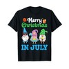 Gnomies Santa Claus ELF Flamingo Merry Christmas In July Day