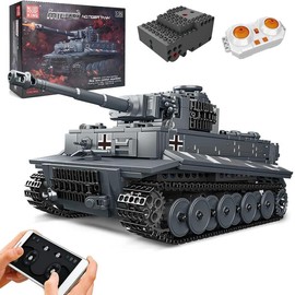 Mould King 20014 MOC Tiger Tank Building Blocks Toy,Remote Control Military Vehicle Model Construction Block Kits  Collectible , STEM Educational Toy