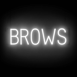SpellBrite BROWS Sign | Neon Brows Sign Look, LED Light | 22.6" x 6.3" - White
