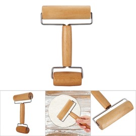 Wood Rolling Pin with Handle, Dough Baker Roller Set Pastry and Pizza Baker Roller, Non Stick Wooden Rolling Pin Baking Kitchen Utensils, Pizza Pie Dough Roller Wood Pastry Pizza