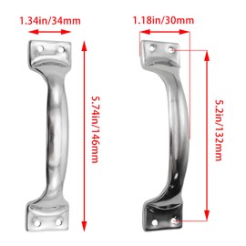 Mormchlots 12Pcs 5.74"/146mm Stainless Steel Gate Handles, 6 Inch Silver Garage Door Handles, Screen Door Handle, Shed Door Handle for Outdoor Wooden Fences