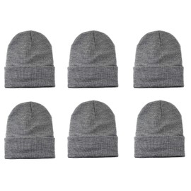 Gelante Unisex Knitted Winter Beanie Hat 6 Pcs 2040-Light Gray-6PC
