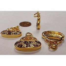 1 Amethyst Crystal Rhinestone Handbag Pocketbook 24mm. Gold Bead Charm R725