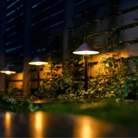 GOODSMANN Low Voltage Pathway Lights 2W LED Outdoor Landscape Lighting 2700K Warm White Metal Path Light 100 Lumen Bronze Walkway Exterior 12V Sidewalk Light For Garden & Yard with Stake and Connector