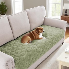 H.VERSAILTEX Couch Cover Chenille Pet Fuzzy Sofa Covers for 3 Cushion Couch Anti Slip Washable Sofa Slipcovers with Strap Soft Couch Protector Cover for Dogs Cats Kids(36" x 74",Tender Green)