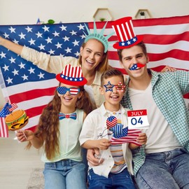 mdgfge 25 Pcs 4th of July Independence Day Patriotic Photo Booth Props Labor Day Party Favors Photobooth Props Kit Decorations for Veterans Day Memorial Day Party Selfie DIY Props Supplies