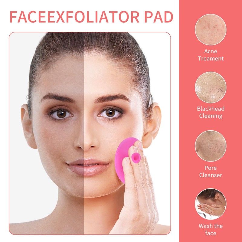 5 Pcs Mini Exfoliating Brush Set - 2 Pcs Silicone