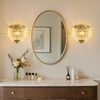 Vintage Crystal Wall Sconces Set of 2 Hardwired Brushed Brass