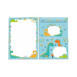 Writing Paper Set Letter Pad with Envelope for Children Dinosaur Dino for Girls and Boys (A5 Pad with 25 Sheets + 15 Envelopes)