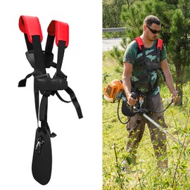 SUNMON Trimmer Shoulder Strap - Mower Trimmer Harness Strap Double Shoulder with Durable Nylon Belt Adjuestable for Brush Cutter or Gardenning for STIHL FS, KM Series String Trimmer (Dark Red)