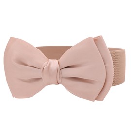 TY belt Women Girls Classic Vintage Bowknot Wide Elastic Waist Band Waist Belt (apricot)