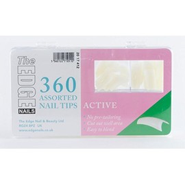 THE EDGE Active Nail Tips Assorted Sizes 1-10 (360 Pack) - Strong Nail Tips