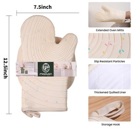 4 Pieces Oven Mitts and Pot Holders of Macaron Color Thickened Non-slip Silicone Kitchen Gloves, Heat Resistant up to 500F, Essential for Kitchen Baking (makal-bai)