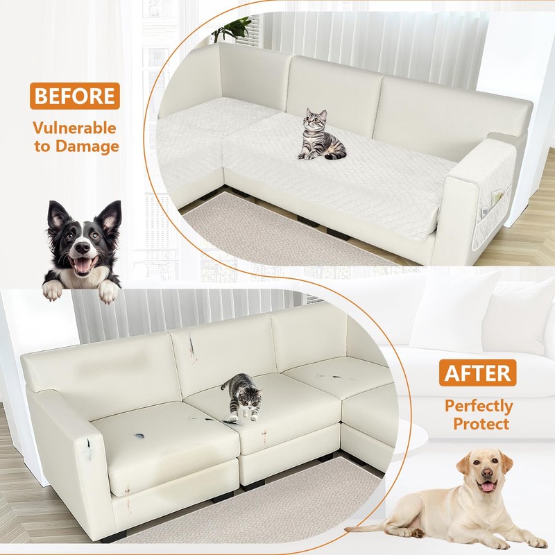 Arfntevss Waterproof Corner Sectional Couch Covers for Dogs Pet L
