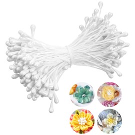Matwsec 150PCS Stamens for Flower Making 3mm White Flower Stamen