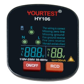 Digital Full Screen Socket Tester, Mains Outlet Tester with LCD Voltage Meters and Connectivity Display, RCD Tester, Measures Live-Neutral and Neutral-Earth, Fault Indication for Missing Connection