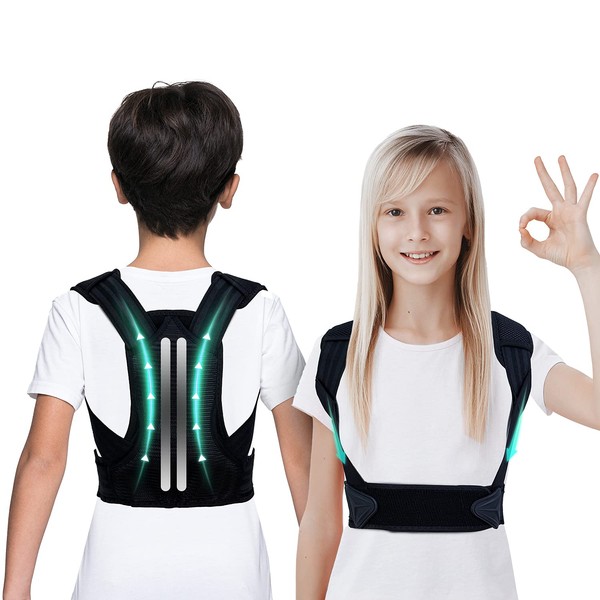Lexniush Professional Posture Corrector for Kids and Teens, Updated Upper Back Posture Brace for Teenagers Boys Girls Spinal Support to Improve Slouch, Prevent Humpback, Back Pain Relief