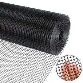 Liyarya 1/2" 48'' x 50' 19 Gauge Vinyl Coated PVC Hardware Cloth Wire Chicken Rabbit Fence Poultry Cage Mesh Roll for Garden, 1/2 inch 48 in x 50 ft, Black PVC Coating Chicken Wire Fence Mesh Roll