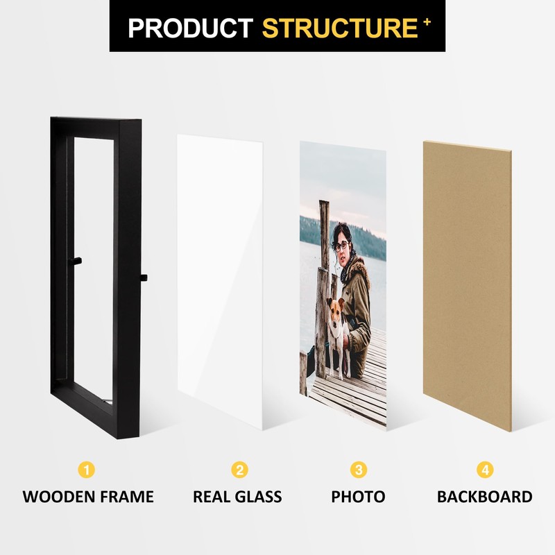 5x7 Double Picture Frame Wooden Hinged Photo Frame Definition Glass