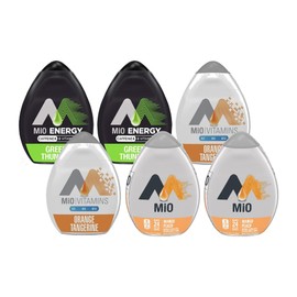 Mio Water Enhancement Variety Pack Includes 2 Green Thunder, 2 Orange Tangerine and 2 Mango Peach 1.62 Fl Oz each (Pack of 6)