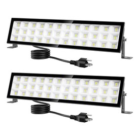 2Pack Shop Lights,100W LED Shop Lights for Garage,14000LM Plug in Super Bright LED Work Lights for Workshop,IP66 Waterproof Outdoor Light Fixture,4ft Power Cord Aluminum Flood Lights for Warehouse