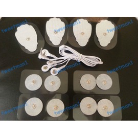 Unbranded ELECTRODE LEAD CABLE (3.5mm) + (8LG+8SM) PADS compatible w/EROSTEK ESTIM UNIT