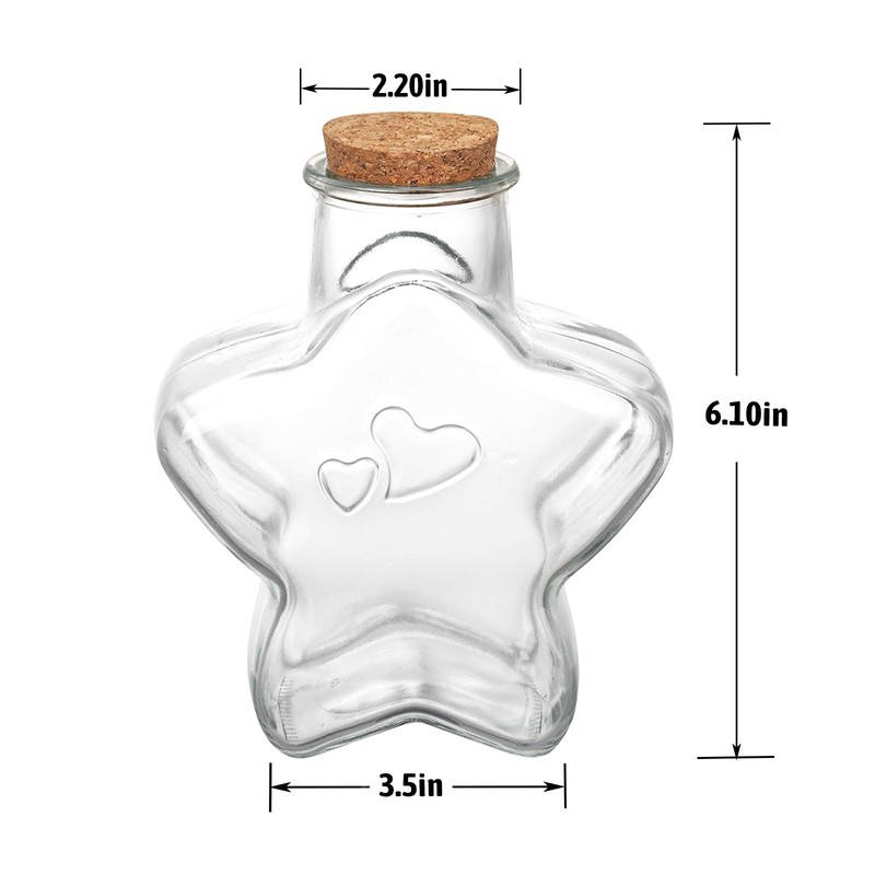 WHJY 29oz Star Shaped Glass Jar with Cork Lid for