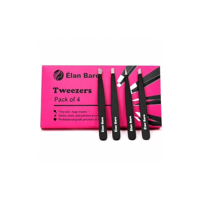 The Élan Bare Precision Set 4-Piece Professional Stainless Steel Tweezer