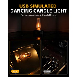 GSOWO - Luz ambiental LED USB para interior del coche, luz ambiental con control táctil, mesita de noche, tira de luz LED transparente para coche, camping, fiesta, luz ámbar de baja potencia, 1 unidad