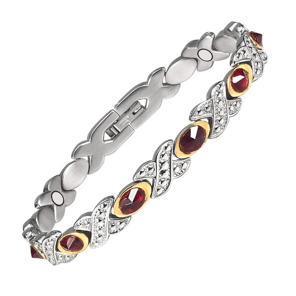EnerMagiX Titanium Magnetic Bracelets for Men, Titanium Ruby Bracelet with