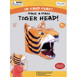 Fiesta Crafts Tiger 3D Mask Kit - Colourful & Easy to Assemble Tiger Head Costume - Complete Arts and Crafts Set to Improve Motor Skills, Creativity, & Imagination - Fits Kids & Adult Heads