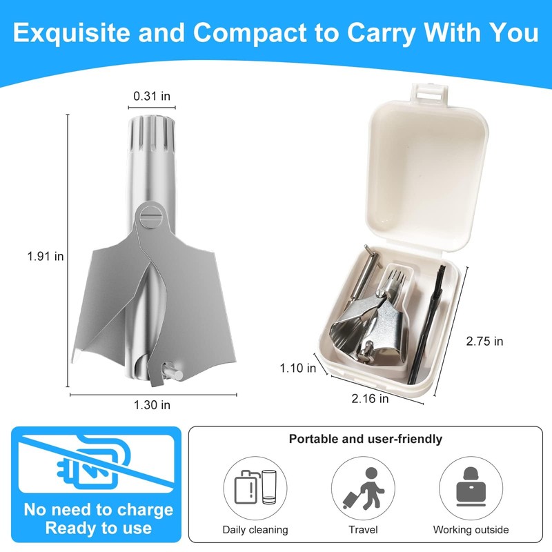 鼻毛カッター メンズ レディース 男女兼用 エチケットカッター 手動 回転式 電池 充電不要 永久性