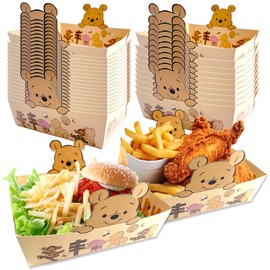 wjrsxilt wjrsxilt Classic Honey Bear Party Plates - Large Size Winnie Baby Shower Party Favors Paper Food Serving Tray Honey Bear Baby Shower Decorations Plates Nacho Paperboard Hot Dog Popcorn - 24 PCS