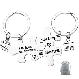 2Pcs New Home Keychain Set First Home Gift Housewarming Gift for New Homeowner House Keyring Moving in Keychain New Home Owners Jewelry Realtor Closing Jewelry