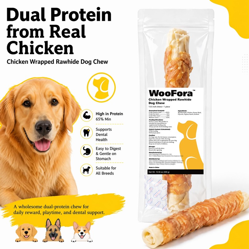 Chicken Wrapped Rawhide Roll Dog Chew, 1 Count Long Lasting