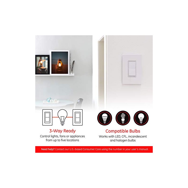 Enbrighten Zigbee - Interruptor de luz inteligente, QuickFit y SimpleWire,