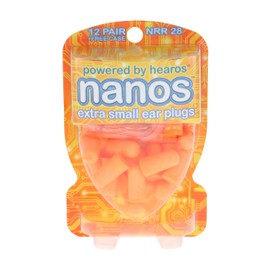 Hearos Nanos Extra Small Ear Plugs, NRR 28, 12 Pair, Orange (5890)