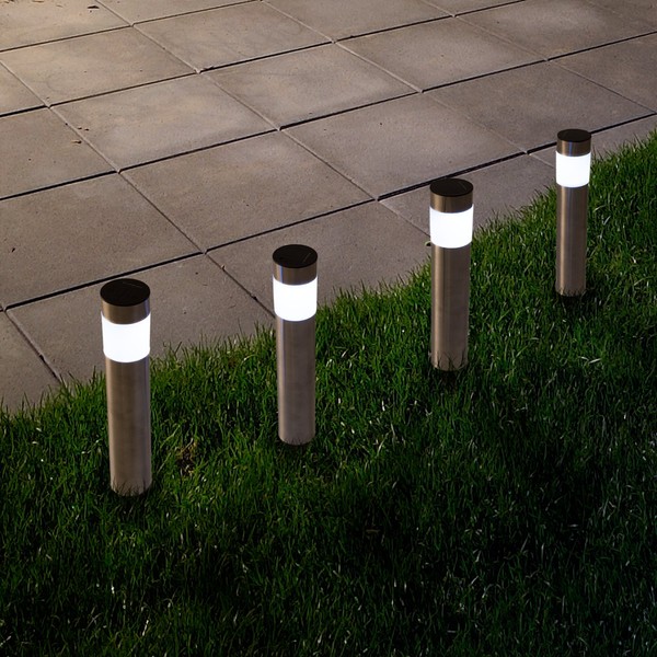 Solar Outdoor LED Light, Battery Operated Stainless Steel Path Walkway Lights for Landscape