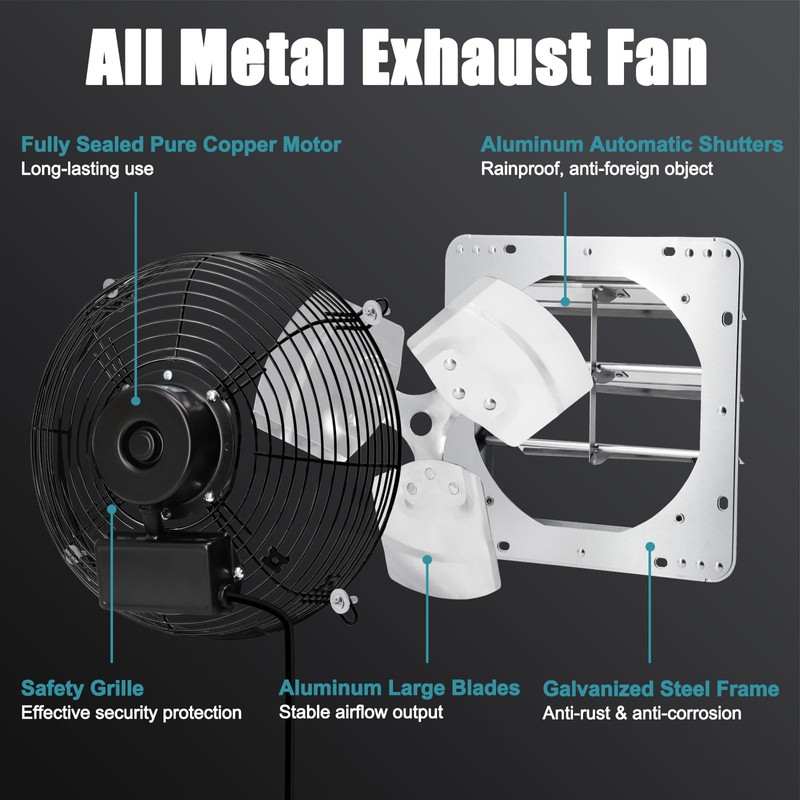 Criditpid 14 Inch Shutter Exhaust Fan with Speed Controller and