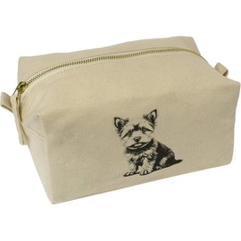 'Cute Yorkshire Terrier Puppy Sitting' Canvas Wash Bag/Makeup Case (CS00041867)