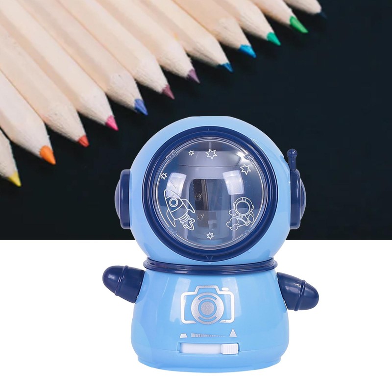Spaceman Pencil Sharpeners Cartoon Cute Safe Flexible Electric Pencil Sharpener