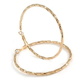 60mm D/Gold Tone Twisted Hoop Earrings/Large