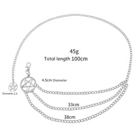 RSYHVG Y2K Star & Moon Chain Belt for Women Waist Metal Link Chunky Chain Adjustable Size Belly Belt