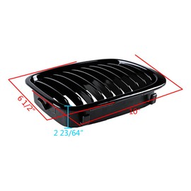 amopacorp Replacement For 1998 1999 2000 2001 E46 320i 323i 325i 328i 330i Pre-LCI Left Right Glossy Black Front Center Kidney Grille Grill + Side Mirror Cover Cap