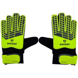 Vizari Junior Gloves for Protection & Grip | Tri-Color Youth Soccer Goalie Gloves with Elastic Wristband for Secure Fit | Finger Support Goalkeeper Gloves with Foam Cushioning for Kids & Youth
